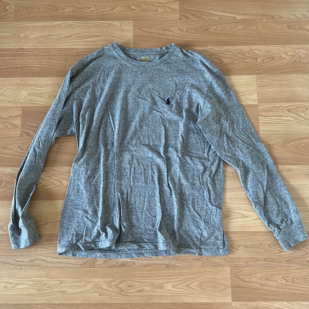 Gray long sleeve polo T shirt gently used.